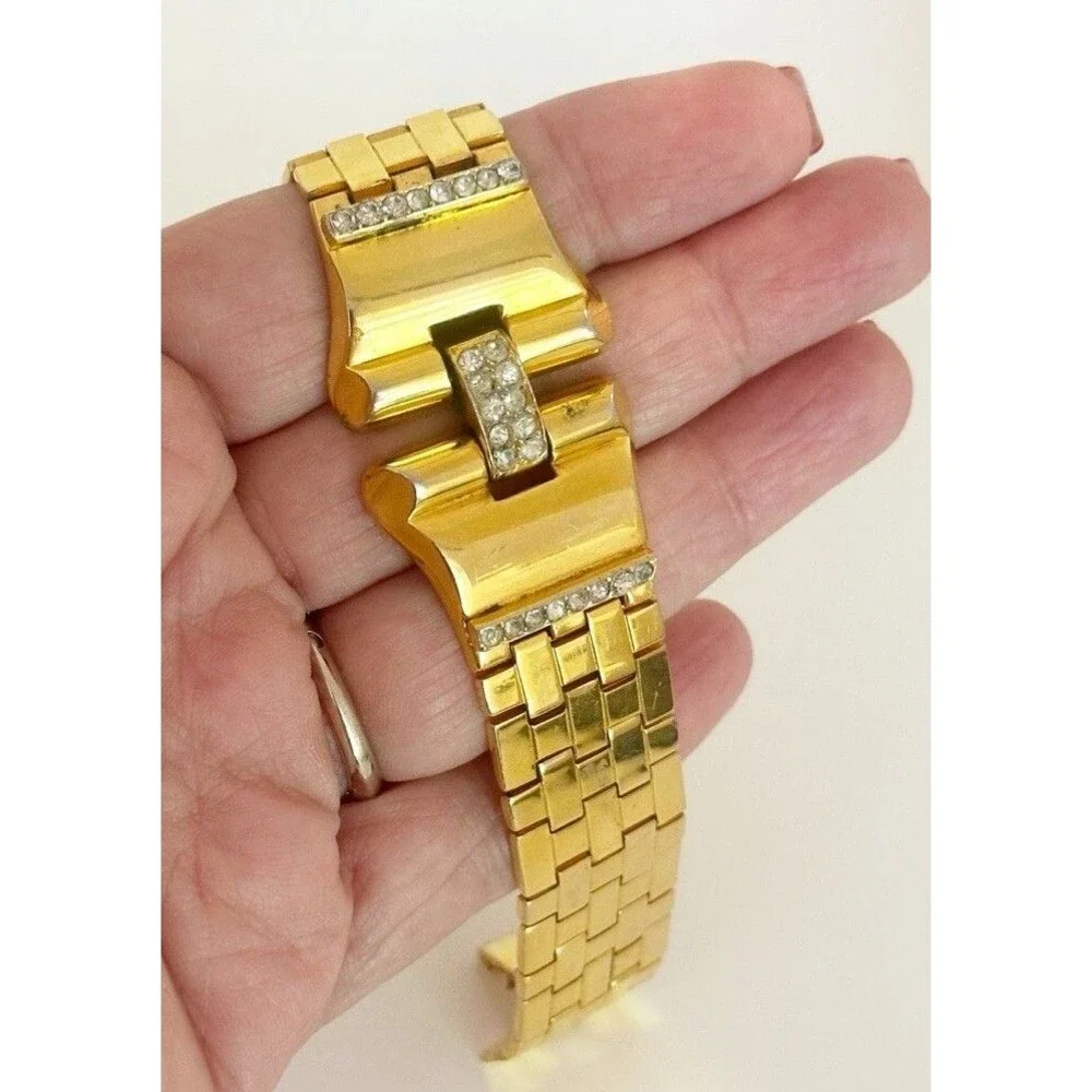 Vintage Crown Trifari Park Avenue Alfred Philippe Gold Tone Bracelet 40s